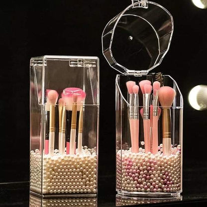 Pearl brush holder with pearls