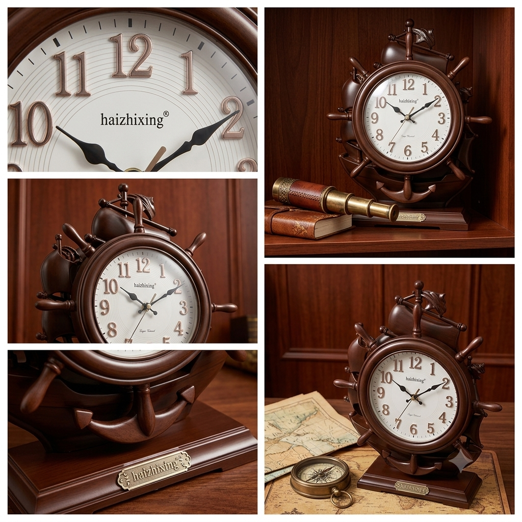 Sea Star Mediterranean Helmsman Clock – Premium Imported Shipyard Table Decor