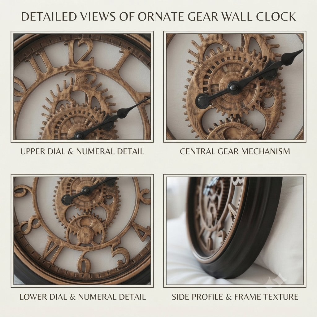 Retro Gearing Rose Gold Wall Clock – Premium Rustic Vintage Design