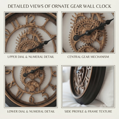 Retro Gearing Rose Gold Wall Clock – Premium Rustic Vintage Design