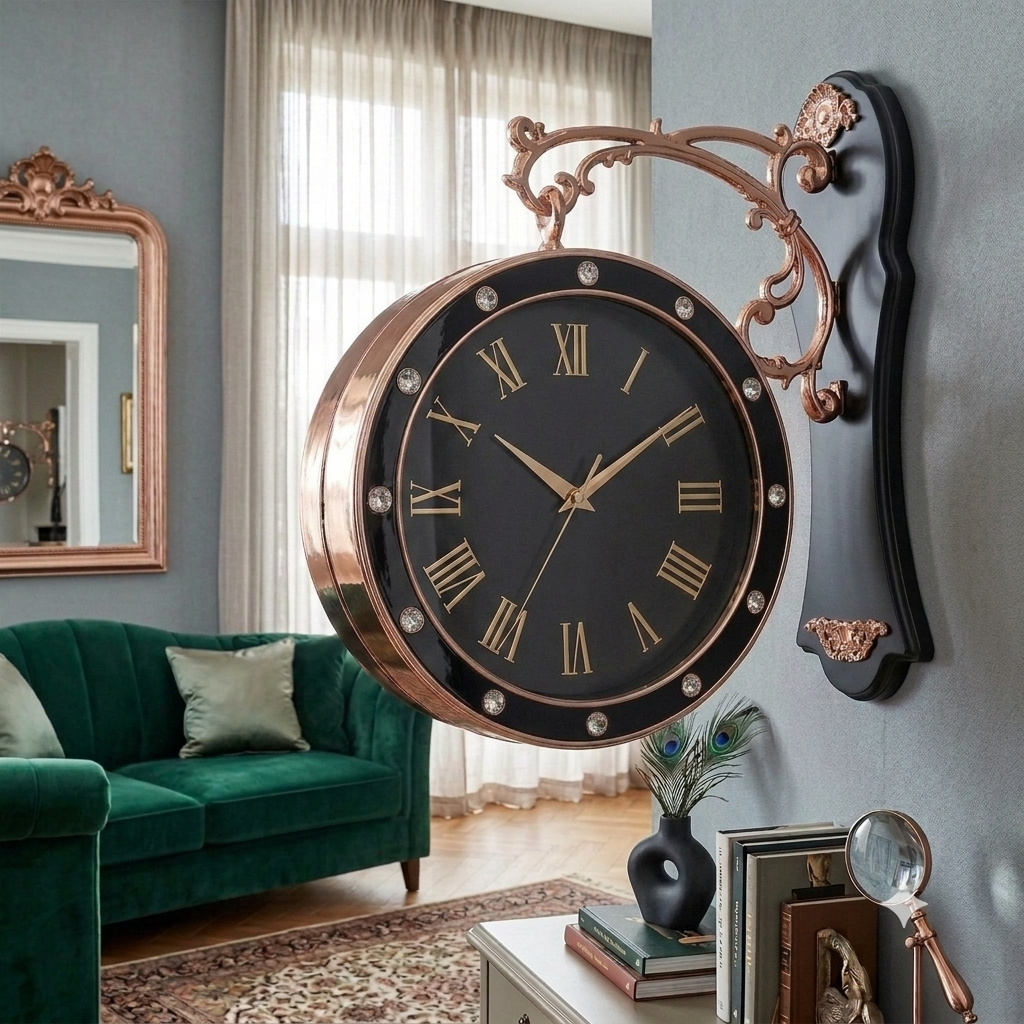 Chromed Edition Dual-Sided Station Clock – 10-Inch Vintage Tabletop & Wall Clock with Stand