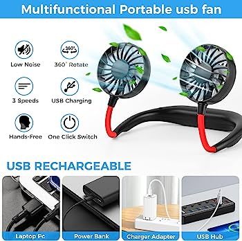 Portable Hanging Neck Fan Rechargeable