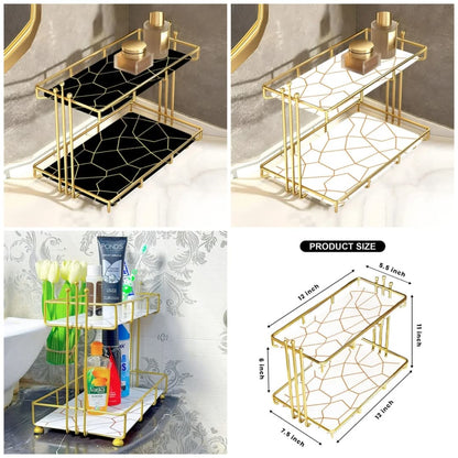 Iron Art Marble Style Nordic Cosmetics Storage Organizer