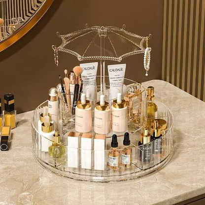 Acrylic 360 rotating cosmetic plus jewellery organizer