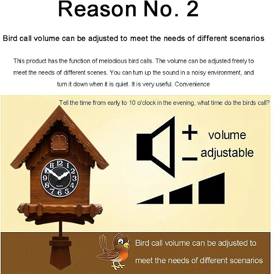 20" Premium Imported Cuckoo Clock with Moveable Bird & Alarm Function