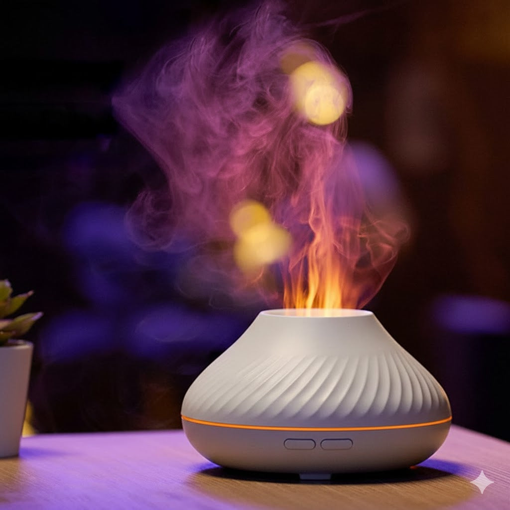 Flame Humidifier / Rain Drop humidifier / Train humidifier and Aroma Diffuser With RGB colors