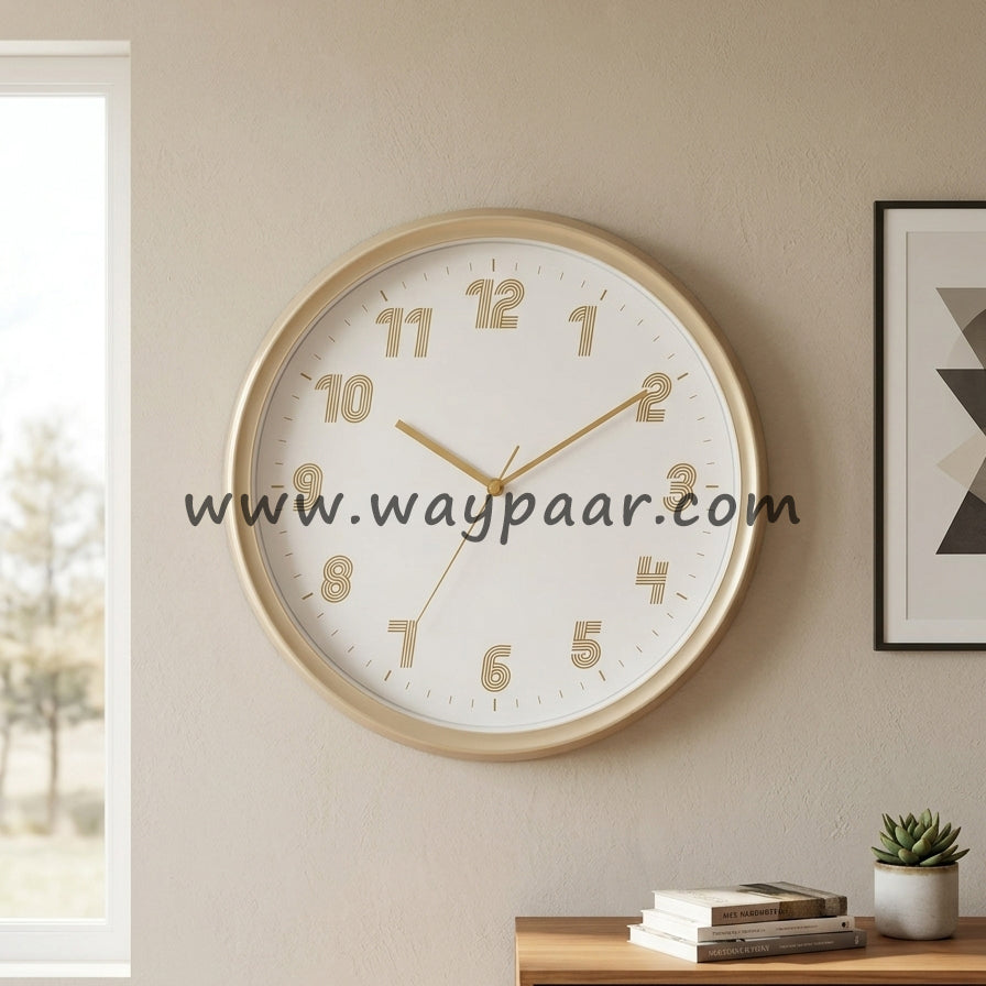 Minimalist Retro Rounded Wall Clock | Beige, Olive Green & Lavender