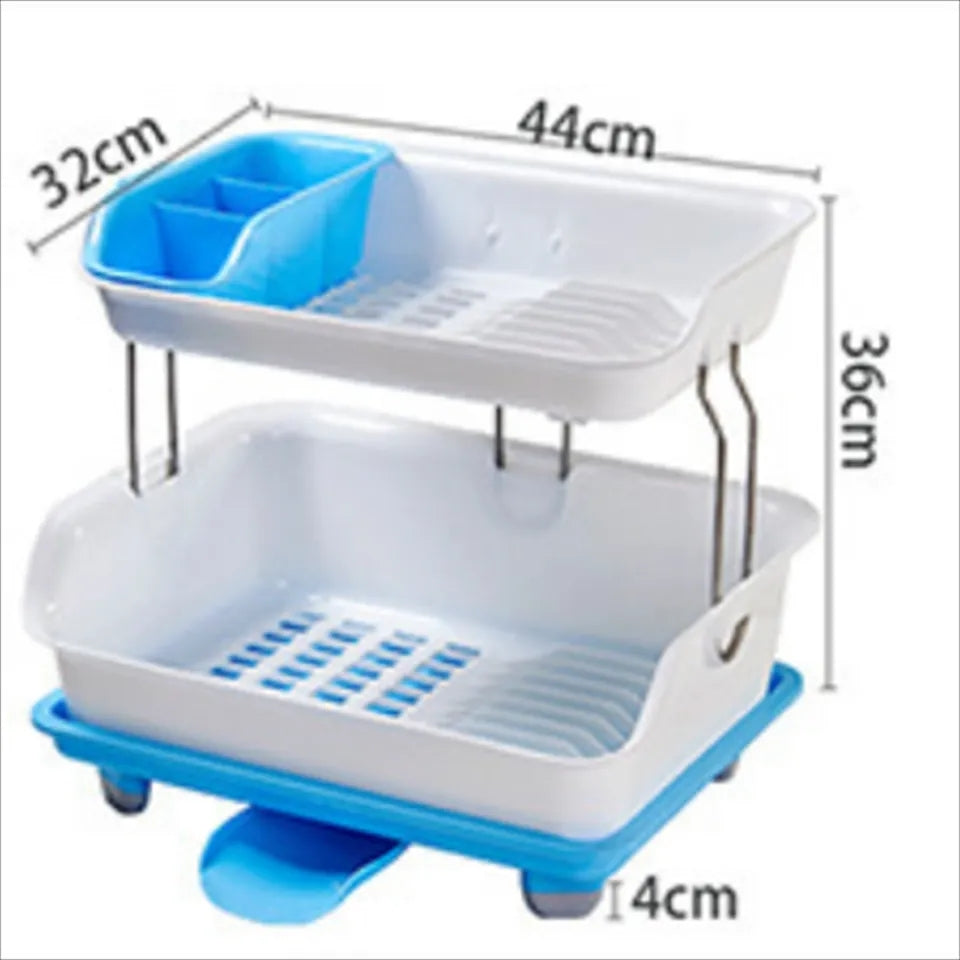 Two layer dish draining rack