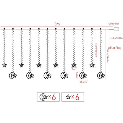 Crescent Moon Curtain Lights 10ft curtain light