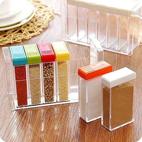 Transparenr spice jar set.