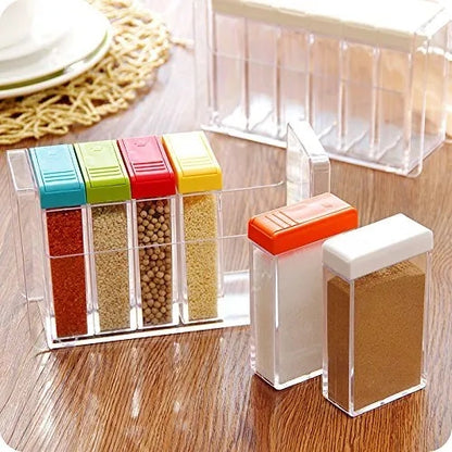 Transparenr spice jar set.