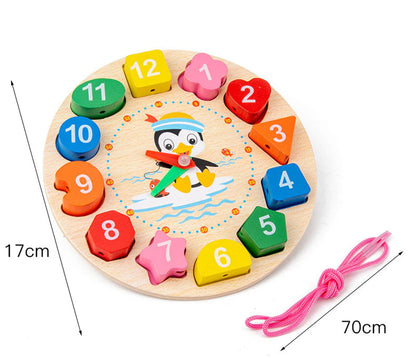 Montessori Cartoon Animal Educational Wooden тетрис Classic Toy Beaded Geometry Digital Clock Puzzles Gadgets Matching Children