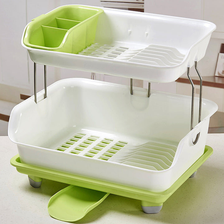 Two layer dish draining rack