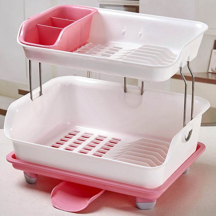 Two layer dish draining rack