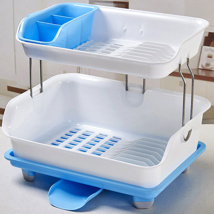 Two layer dish draining rack