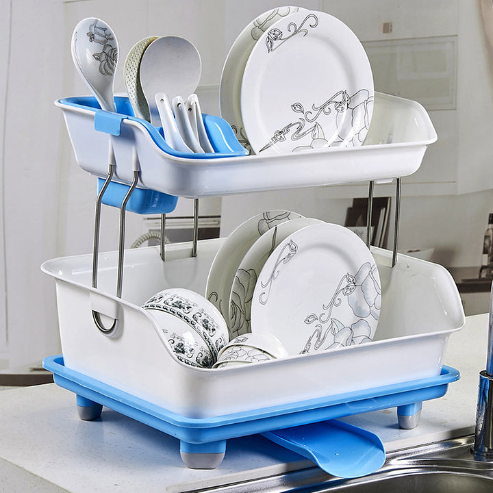 Two layer dish draining rack