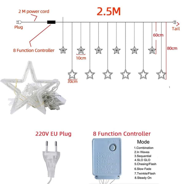 Star Curtain Lights 10ft Curtain Light