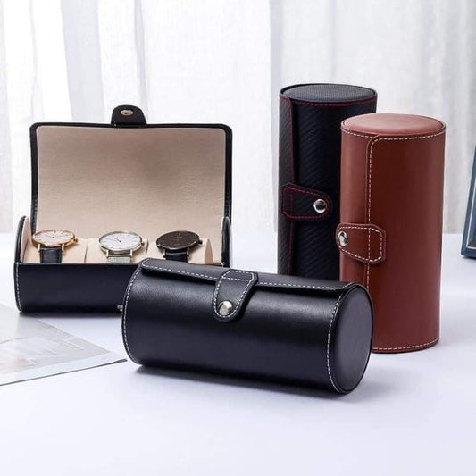 Pu leather 3 grid watch pouch