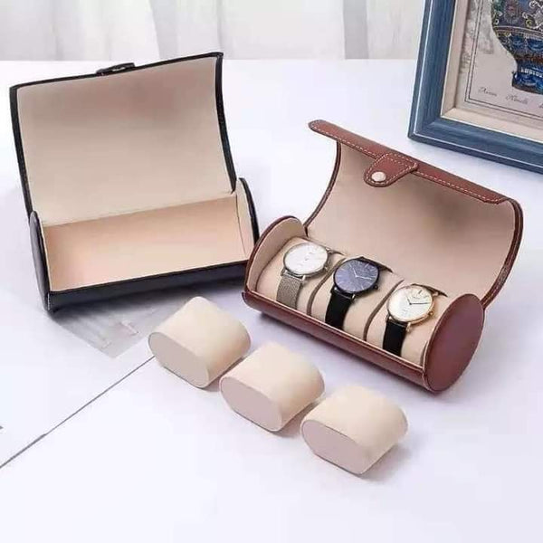 Pu leather 3 grid watch pouch