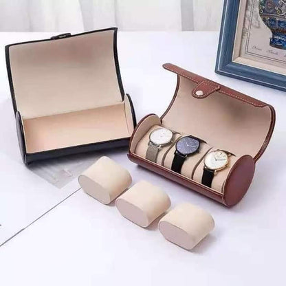 Pu leather 3 grid watch pouch